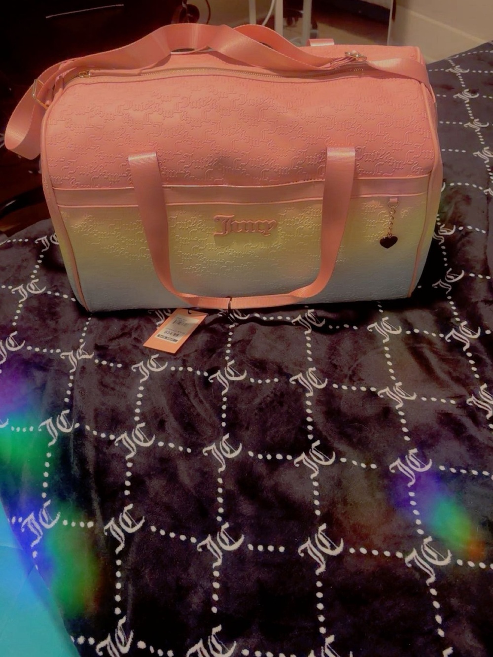 Juicy Couture Pink Ombre Travel Duffel - Pink to Cream